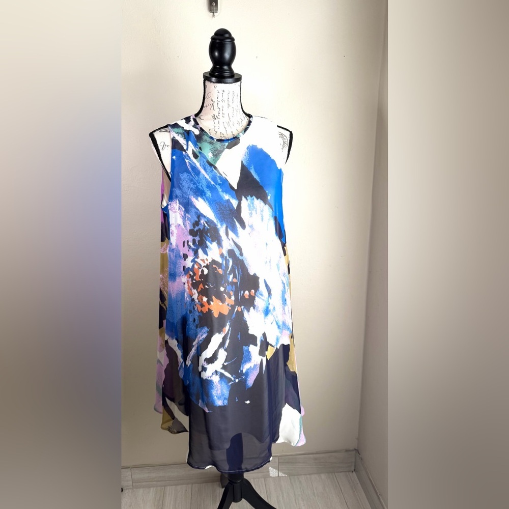 Taylor Vibrant Blue and Purple Midi Dress